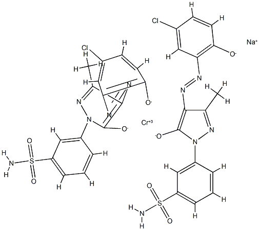 sodium bis[3-[4-[(5-chloro-2-hydroxyphenyl)azo]-4,5-dihydro-3-methyl-5-oxo-1H-pyrazol-1-yl]benzenesulphonamidato(2-)]chromate(1-) Struktur