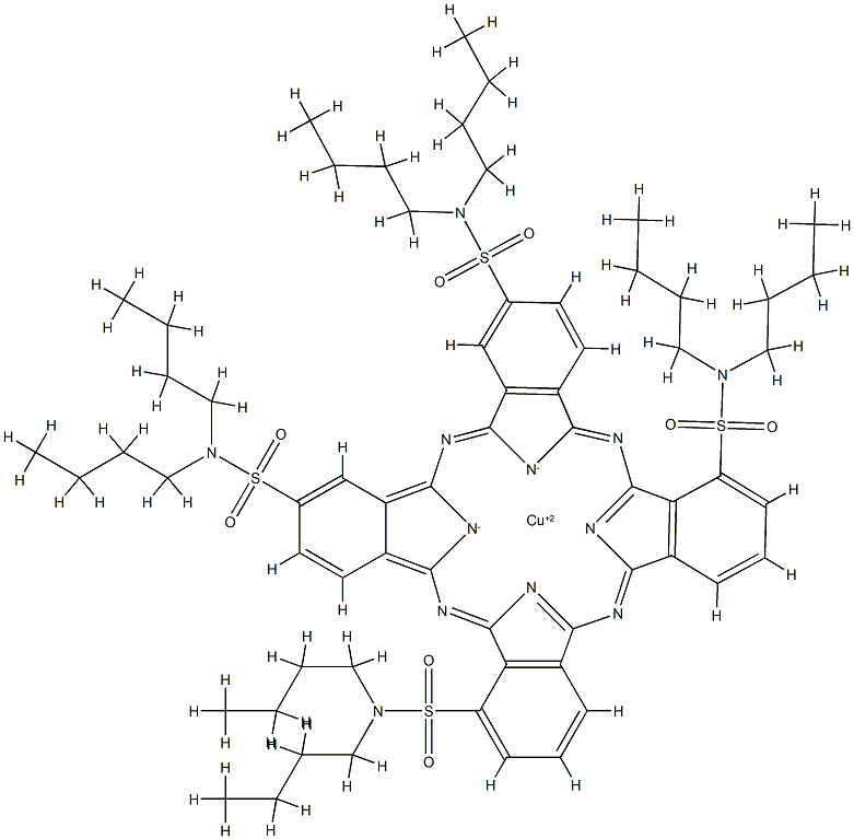 [N,N,N',N',N'',N'',N''',N'''-octabutyl-29H,31H-phthalocyaninetetrasulphonamidato(2-)-N29,N30,N31,N32]copper,67801-00-7,结构式