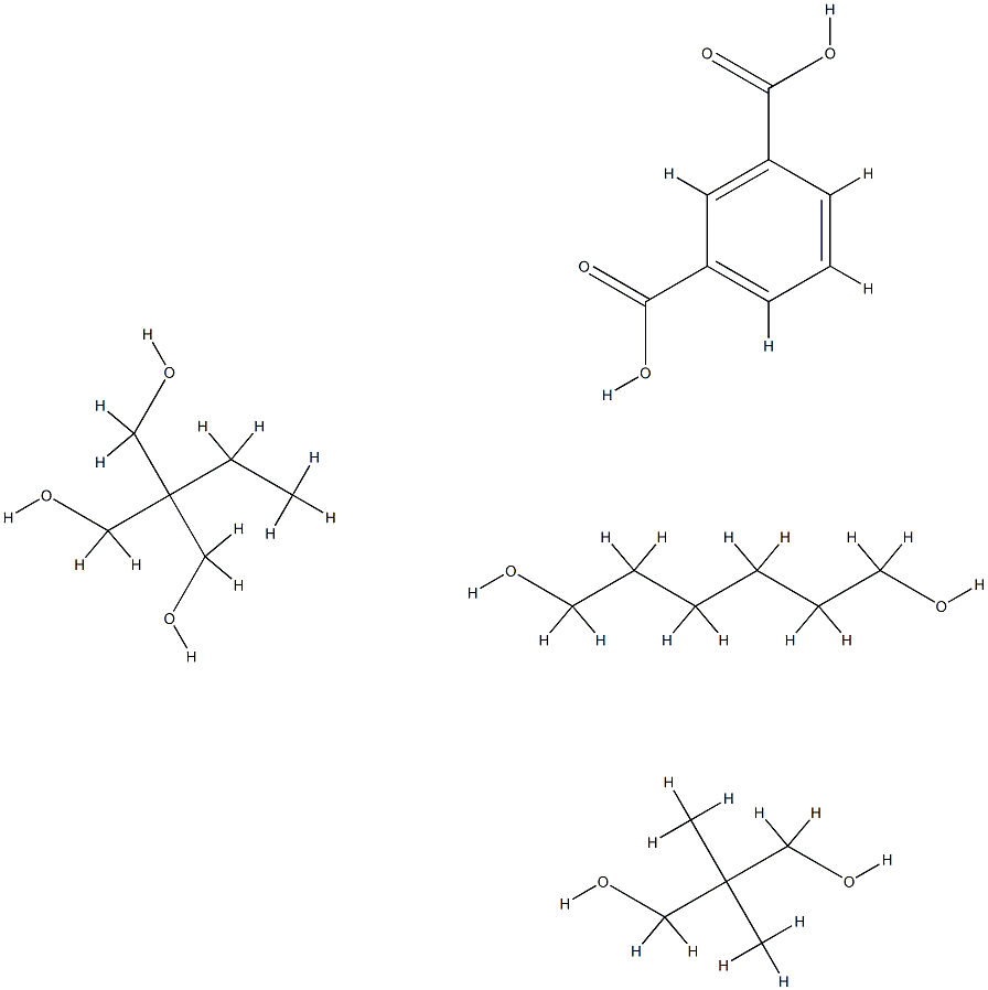 1,3-苯二甲酸与2,2-二甲基-1,3-丙二醇、2-乙基-2-(羟甲基)-1,3-丙二醇和1,6-己二醇的聚合物, 67892-80-2, 结构式
