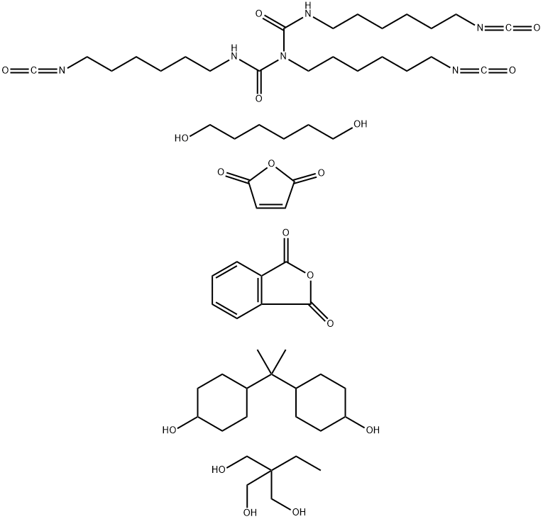 Hexamethylene diisocyanate biuret, phthalic anhydride, maleic anhydride, trimethylolpropane, 1,6-hexanediol, hydrogenated bisphenol A polymer Struktur