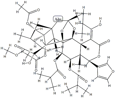 6-ヒドロキシ-15-[(Z)-1-ヒドロキシ-2-メチルプロピリデン]-11α,12α-ビス(2-メチル-1-オキソプロポキシ)フラグマリン3,30-ジアセタート 化学構造式