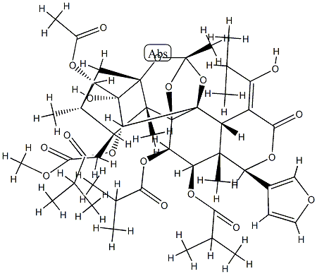 15-[(Z)-1-ヒドロキシ-2-メチルプロピリデン]-11α,12α-ビス(2-メチル-1-オキソプロポキシ)フラグマリン3-アセタート30-(2-メチルプロパノアート) 化学構造式