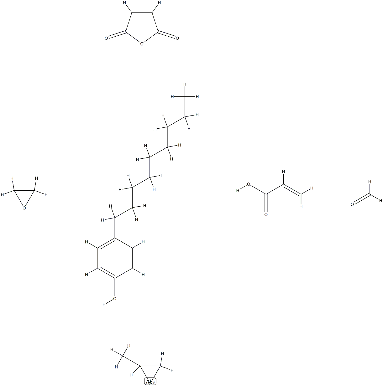 2-Propenoic acid, polymer with formaldehyde, 2,5-furandione, methyloxirane, 4-nonylphenol and oxirane,67905-91-3,结构式