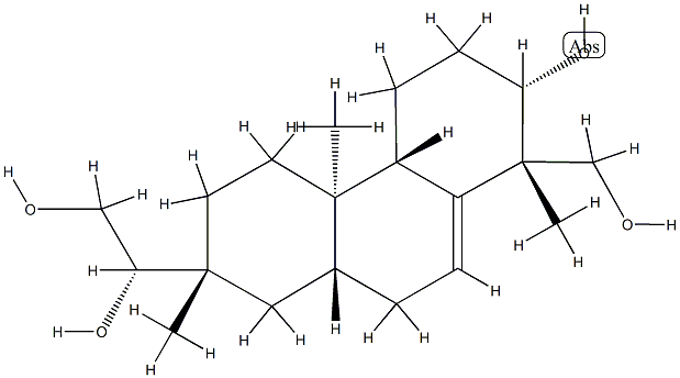 (1S,βS)-1,2,3,4,4aα,4b,5,6,7,8,8aα,9-ドデカヒドロ-2β,β-ジヒドロキシ-1-ヒドロキシメチル-1,4bβ,7-トリメチル-7β-フェナントレンエタノール 化学構造式