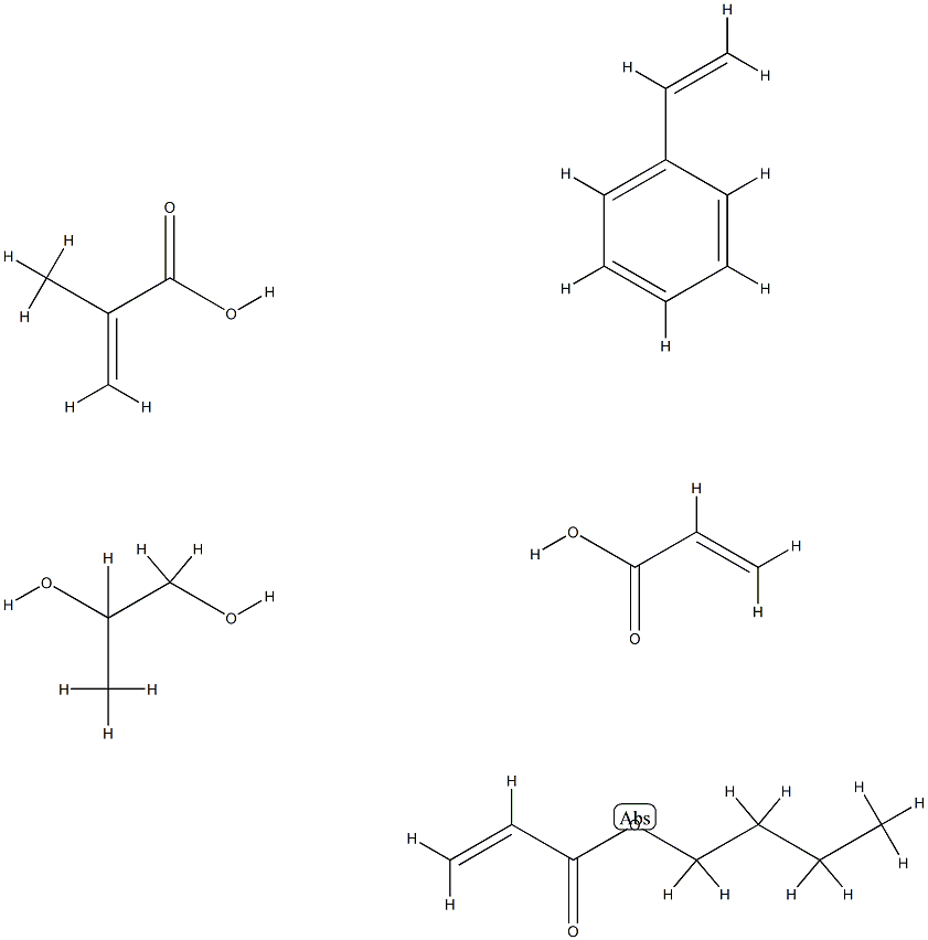 甲基丙烯酸羟丙酯与丙烯酸丁酯、乙烯基苯和丙烯酸的聚合物,67923-81-3,结构式