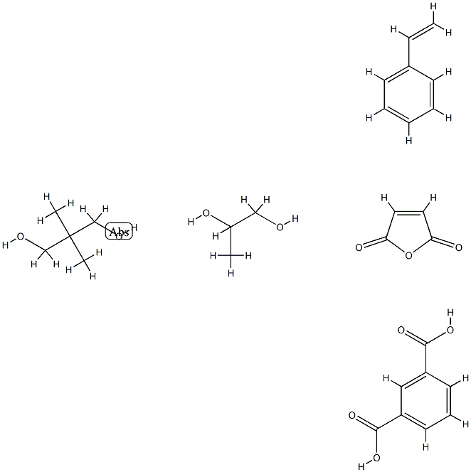 1,3-Benzenedicarboxylic acid, polymer with 2,2-dimethyl-1,3-propanediol, ethenylbenzene, 2,5-furandione and 1,2-propanediol 化学構造式