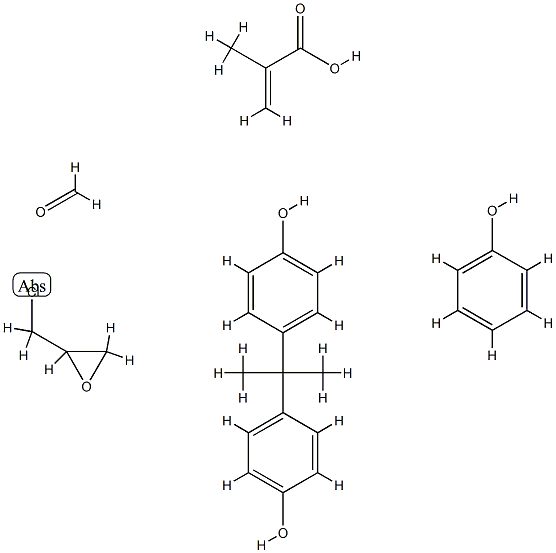 4,4'-(1-甲基亚乙基)二苯酚与(氯甲基)环氧乙烷、2-甲基-2-丙烯酸酯的聚合物和甲醛-苯酚的聚合物的反应产物,68002-44-8,结构式
