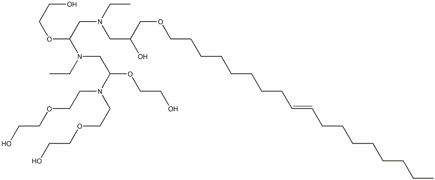 Poly(oxy-1,2-ethanediyl), α-hydro-ω-hydroxy-, ether with 1-[[2-[[2-[bis(2-hydroxyethyl) amino]ethyl](2-hydroxyethyl)amino]ethyl](2-hydroxyethyl )amino]-3-(9-octadecenyloxy)-2-propanol (4:1), (Z)- Struktur
