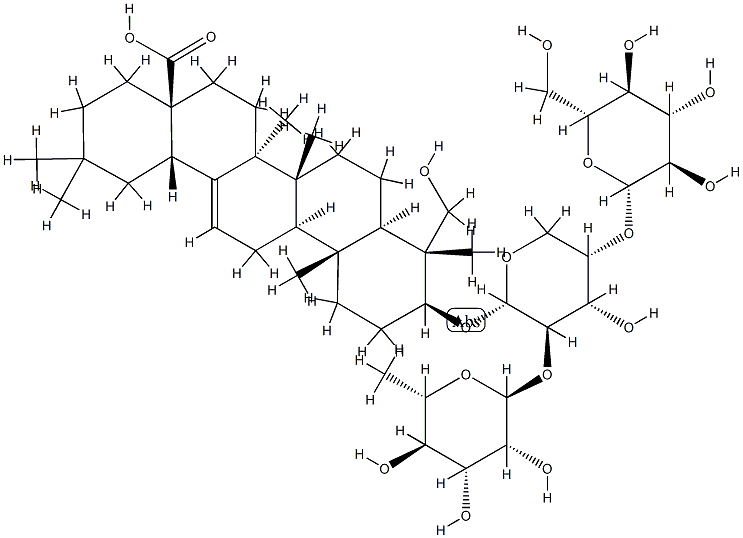 Hederagenin 3-O-α-L-rhaMnopyranosyl(1→2)-(β-D-glucopyranosyl(1→4))-α-L-arabinopyranoside,68027-15-6,结构式