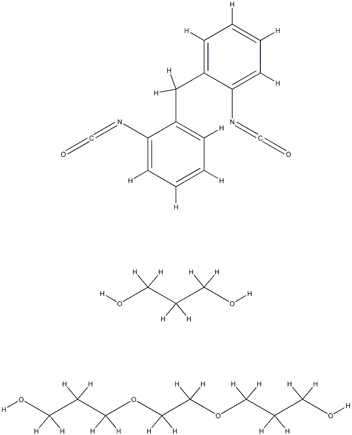 Poly[oxy(methyl-1,2-ethanediyl)], α,α'-1,2-ethanediylbis[ ω-hydroxy-, polymer with α-hydro-ω-hydroxypoly[ oxy(methyl-1,2-ethanediyl)] and 1,1'-methylenebis[isocyanatobenzene] Struktur
