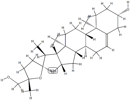 (25S)-22α,25-エポキシフロスタ-5-エン-3β,26-ジオール 化学構造式