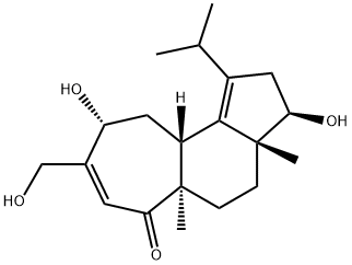 (3R)-2,3,3a,4,5,5a,6,9,10,10aβ-デカヒドロ-3β,9α-ジヒドロキシ-8-ヒドロキシメチル-3aβ,5aα-ジメチル-1-イソプロピルシクロヘプタ[e]インデン-6-オン 化学構造式