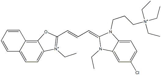 2-[3-[5-Chloro-3-ethyl-1,3-dihydro-1-[3-(triethylaminio)propyl]-2H-benzimidazole-2-ylidene]-1-propenyl]-3-ethylnaphtho[2,1-d]oxazole-3-ium Struktur