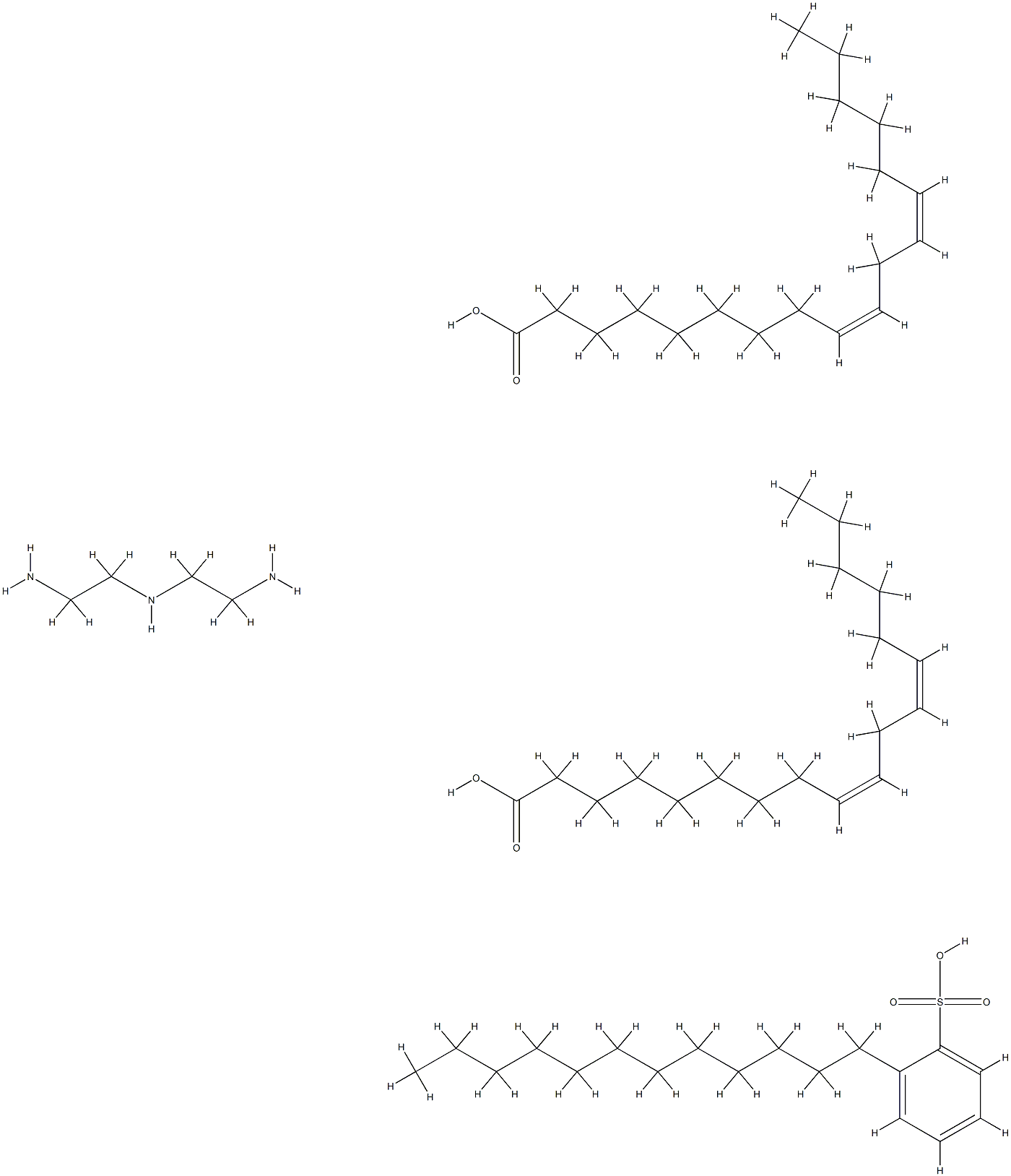 (9Z,12Z)-octadeca-9,12-dienoic acid, dimer, compound with N-(2-aminoethyl)ethane-1,2-diamine dodecylbenzenesulphonate Struktur