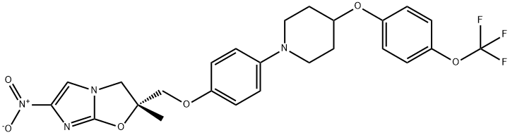(2R)-2,3-二氢-2-甲基-6-硝基-2-[[4-[4-[4-(三氟甲氧基)苯氧基]-1-哌啶基]苯氧基]甲基]咪唑并[2,1-B]恶唑, 681492-22-8, 结构式