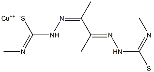 [[2,2′-(1,2-Dimethyl-1,2-ethanediylidene)bis[N-methylhydrazinecarbothioamidato]]] copper Struktur