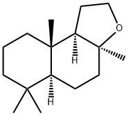 (3aR,5aR,9bS)-3aβ,6,6,9aβ-テトラメチルドデカヒドロナフト[2,1-b]フラン 化学構造式