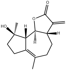 (3aS)-3aβ,4,5,7,8,9,9aβ,9bα-オクタヒドロ-9β-ヒドロキシ-6,9-ジメチル-3-メチレンアズレノ[4,5-b]フラン-2(3H)-オン 化学構造式