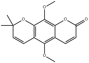 8,8-ジメチル-5,10-ジメトキシ-2H,8H-ベンゾ[1,2-b:5,4-b']ジピラン-2-オン 化学構造式