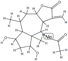 (3aR)-4β-アセトキシ-3a,4,4a,5,6,7,7aα,8,9,9aβ-デカヒドロ-5α,7β-ジヒドロキシ-4aβ,8α-ジメチル-3-メチレンアズレノ[6,5-b]フラン-2(3H)-オン 化学構造式