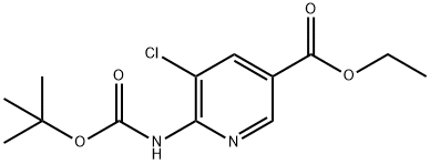 Ethyl 6-(tert-butoxycarbonylamino)-5-chloronicotinate 结构式