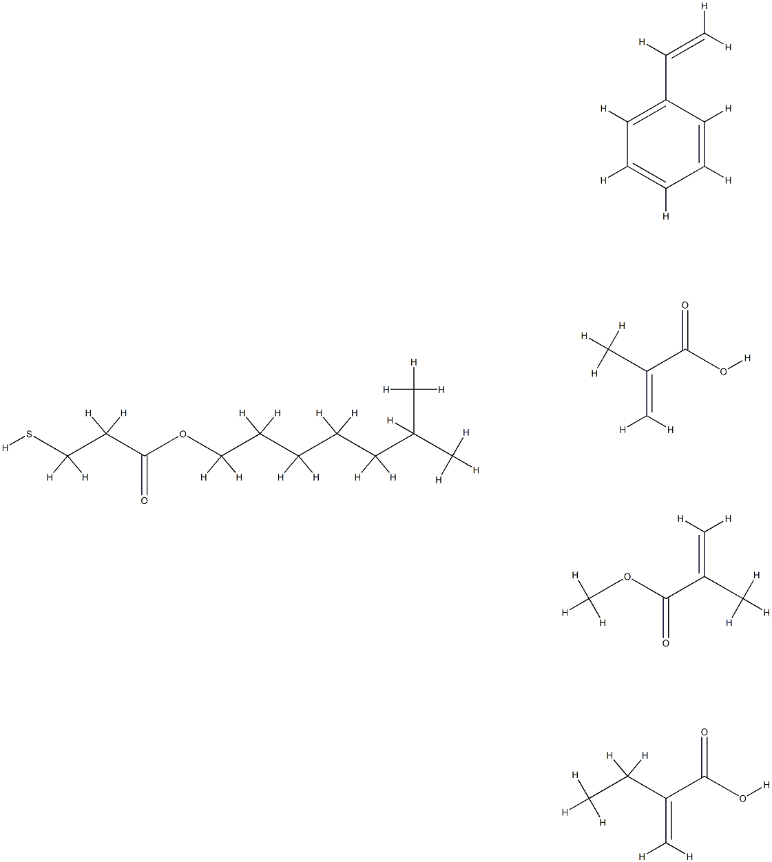 2-Propenoic acid, 2-methyl-, telomer with ethenylbenzene, ethyl 2-propenoate, isooctyl 3-mercaptopropanoate and methyl 2-methyl-2-propenoate Structure