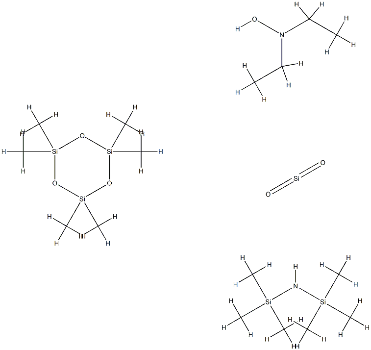 N-乙基-N-烃基-乙胺与六甲基环三硅氧烷、二氧化硅和1,1,1-三甲基-N-(三甲基硅基)硅胺的反应产物, 68583-58-4, 结构式
