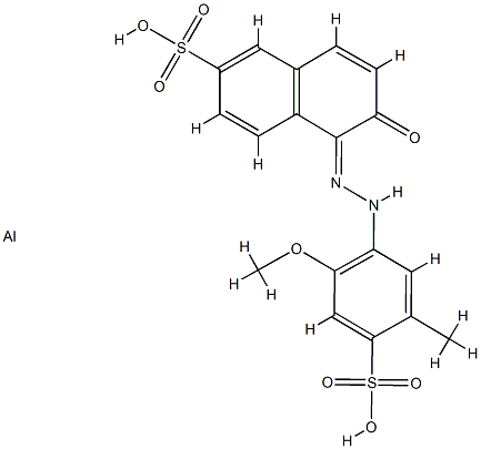 Aluminum, 6-hydroxy-5-[(2-methoxy-5-methyl-4-sulfophenyl)azo]-2-naphthalenesulfonic acid complex  化学構造式