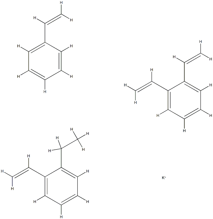 二乙烯基苯、苯乙烯、磺酸化乙烯基乙苯的聚合物钾盐, 68584-07-6, 结构式