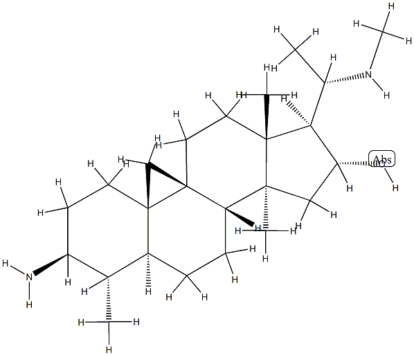 (9β,20S)-3β-Amino-4α,14α-dimethyl-20-methylamino-9,19-cyclo-5α-pregnan-16α-ol Struktur