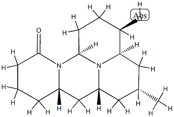 (3R)-1,2,3,3aα,4,5,6,6aβ,7,7aβ,8,9,10,12aα-テトラデカヒドロ-3β-ヒドロキシ-5α-メチル-11H-ピリド[1',2':3,4]ピリミド[2,1,6-de]キノリジン-11-オン 化学構造式