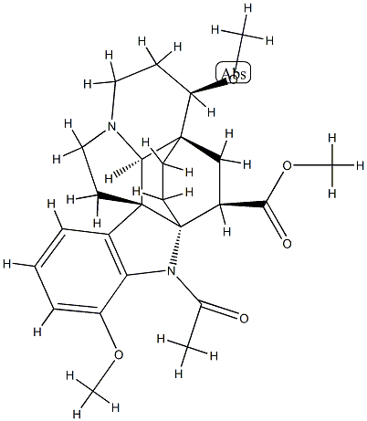 (2α,5α)-1-アセチル-6β,17-ジメトキシアスピドフラクチニン-3β-カルボン酸メチル 化学構造式
