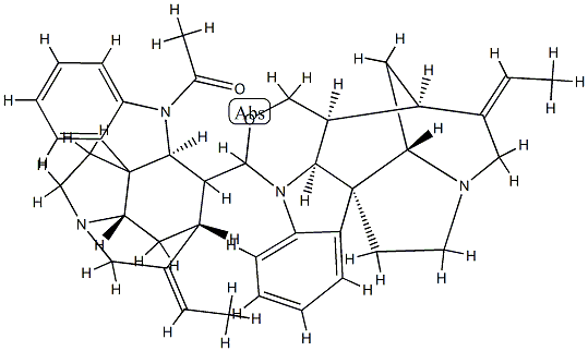 (19E)-1-アセチル-19,20-ジデヒドロ-16-[(10β,13β)-23-デオキシ-11-オキサ-12,24-セコストリキニジン-10-イル]-17-ノルクラン 化学構造式