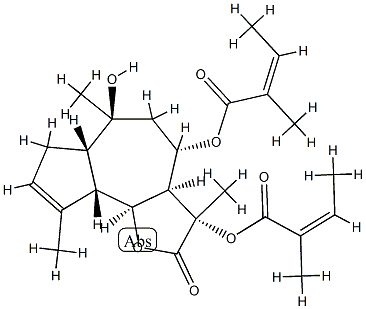 (3S)-3aβ,4,5,6,6aα,7,9aα,9bβ-Octahydro-6α-hydroxy-3,6,9-trimethyl-3β,4β-bis[[(Z)-2-methyl-1-oxo-2-butenyl]oxy]azuleno[4,5-b]furan-2(3H)-one Structure