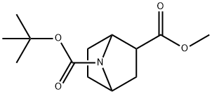 exo-7-(tert-butoxycarbonyl)-7-aza-bicyclo[2.2.1]heptane-2-carboxylic acid methyl ester racemate 化学構造式