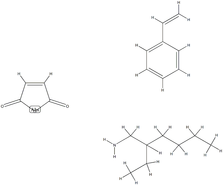 2,5-Furandione, polymer with ethenylbenzene, C12-28-alkyl esters, compds. with 2-ethyl-1-hexanamine Struktur