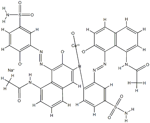 Cobaltate(1-), bis[N-[8-[[5-(aminosulfonyl) -2-hydroxyphenyl]azo]-7-hydroxy-1-naphthalenyl ]acetamidato(2-)]-, sodium Structure