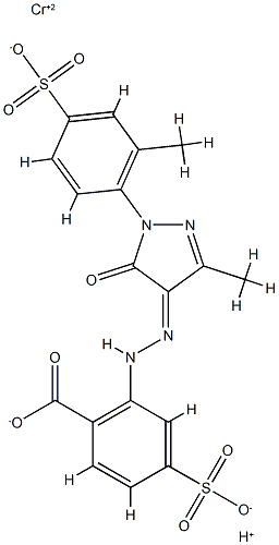 hydrogen [2-[[4,5-dihydro-3-methyl-5-oxo-1-(4-sulpho-o-tolyl)-1H-pyrazol-4-yl]azo]-4-sulphobenzoato(4-)]chromate(1-) 结构式