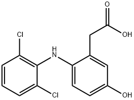 2-[(2,6-ジクロロフェニル)アミノ]-5-ヒドロキシベンゼン酢酸 化学構造式