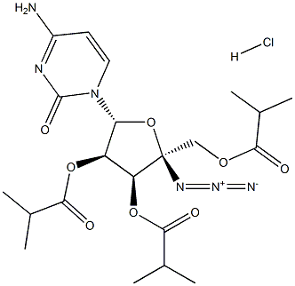 Cytidine, 4'-C-azido-, 2',3',5'-tris(2-Methylpropanoate), hydrochloride (1:1) Struktur