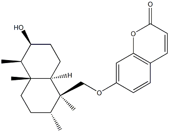 7-[[(1S,8aα)-Decahydro-6β-hydroxy-1,2α,4aβ,5β-tetramethylnaphthalen-1β-yl]methoxy]-2H-1-benzopyran-2-one Struktur