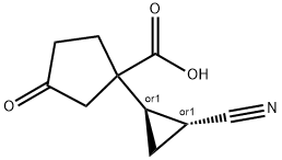 Cyclopentanecarboxylic acid, 1-[(1R,2R)-2-cyanocyclopropyl]-3-oxo-, rel- (9CI) 结构式