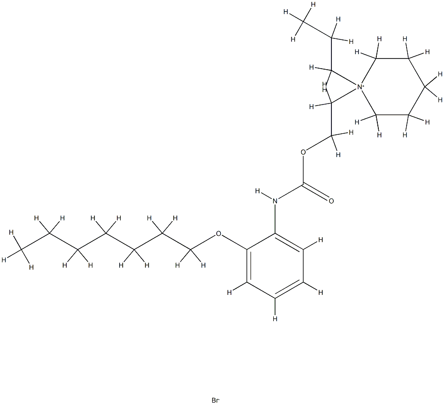 2-(1-propyl-3,4,5,6-tetrahydro-2H-pyridin-1-yl)ethyl N-(2-heptoxypheny l)carbamate bromide Struktur