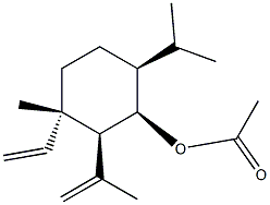 (1R)-3α-エテニル-3-メチル-2β-(1-メチルエテニル)-6β-(1-メチルエチル)-1β-シクロヘキサノールアセタート 化学構造式