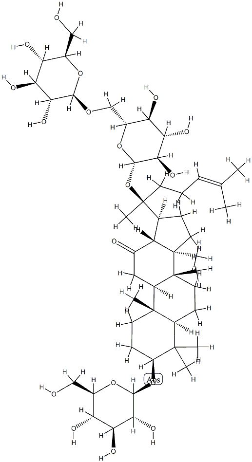 20-[(6-O-β-D-Glucopyranosyl-β-D-glucopyranosyl)oxy]-3β-(β-D-glucopyranosyloxy)-5α-dammar-24-en-12-one Struktur