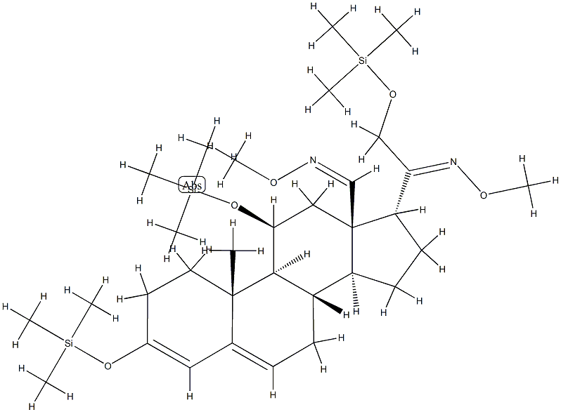 (17α)-20-(Methoxyimino)-3,11β,21-tris(trimethylsiloxy)pregna-3,5-dien-18-al O-methyl oxime Structure