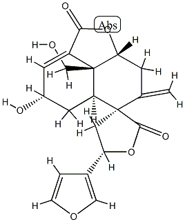 (3S,4'S,5S)-5-(3-Furyl)-4,5,5',5'aβ,7',8',8'aα,8'b-octahydro-4'β-hydroxy-8'bα-hydroxymethyl-7'-methylenespiro[furan-3(2H),6'-[6H]naphtho[1,8-bc]furan]-2,2'(4'H)-dione 结构式