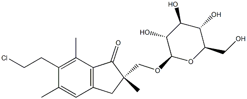 (S)-6-(2-Chloroethyl)-2-[(β-D-glucopyranosyloxy)methyl]-2,3-dihydro-2,5,7-trimethyl-1H-inden-1-one Struktur