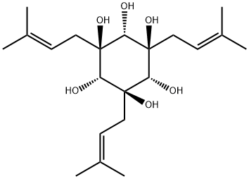 1-C,3-C,5-C-トリス(3-メチル-2-ブテニル)-scyllo-イノシトール 化学構造式