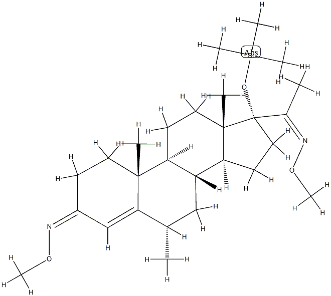 6α-メチル-17-(トリメチルシロキシ)プレグナ-4-エン-3,20-ジオンビス(O-メチルオキシム) 化学構造式